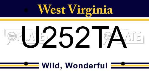U252TA West Virginia License Plate