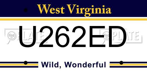 U262ED West Virginia License Plate