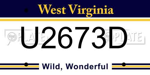 U2673D West Virginia License Plate