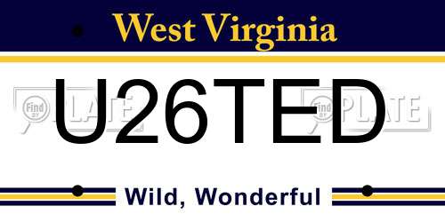 U26TED West Virginia License Plate