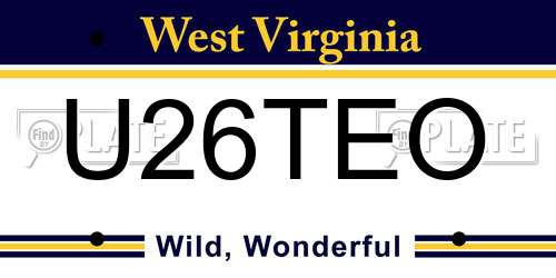 U26TEO West Virginia License Plate