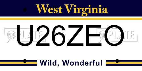 U26ZEO West Virginia License Plate