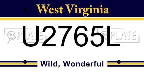U2765L West Virginia License Plate