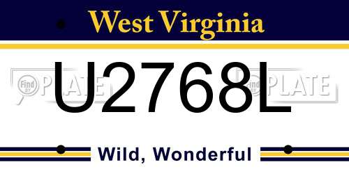 U2768L West Virginia License Plate