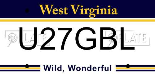 U27GBL West Virginia License Plate