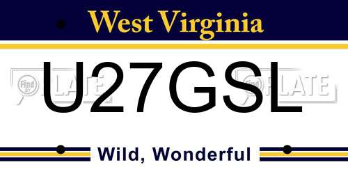 U27GSL West Virginia License Plate
