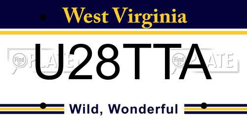 U28TTA West Virginia License Plate