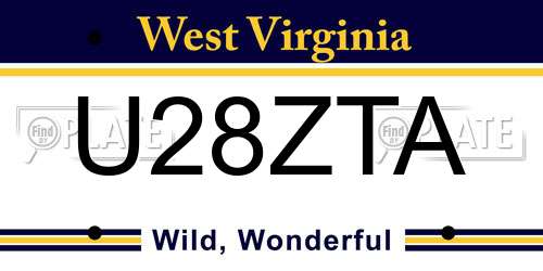 U28ZTA West Virginia License Plate