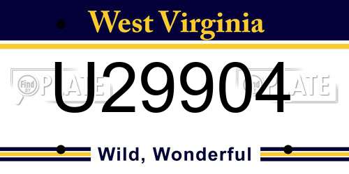 U29904 West Virginia License Plate