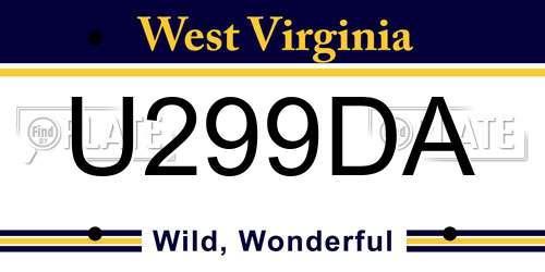 U299DA West Virginia License Plate