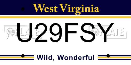 U29FSY West Virginia License Plate