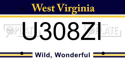 U308ZI West Virginia License Plate