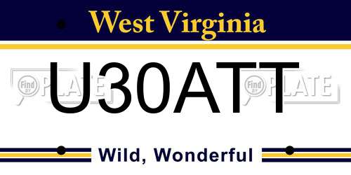 U30ATT West Virginia License Plate