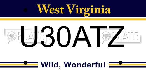 U30ATZ West Virginia License Plate