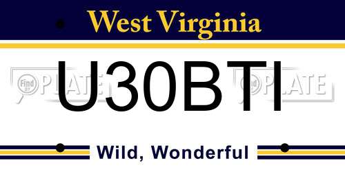U30BTI West Virginia License Plate