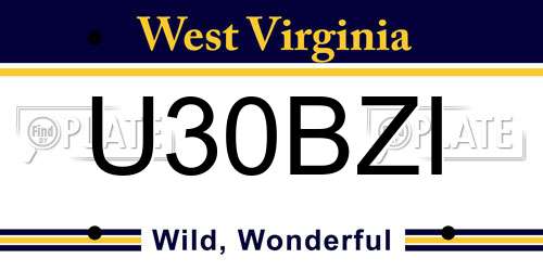U30BZI West Virginia License Plate