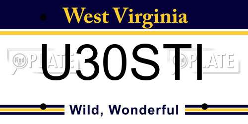 U30STI West Virginia License Plate