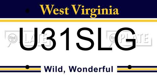 U31SLG West Virginia License Plate