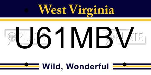 U61MBV West Virginia License Plate