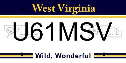 U61MSV West Virginia License Plate