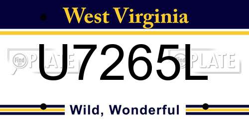 U7265L West Virginia License Plate