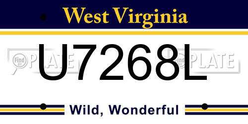 U7268L West Virginia License Plate