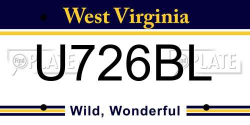 U726BL West Virginia License Plate