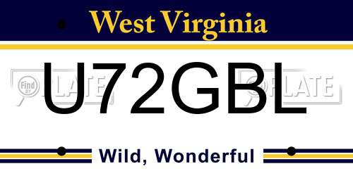 U72GBL West Virginia License Plate