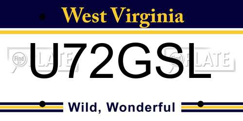 U72GSL West Virginia License Plate