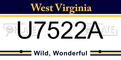 U7522A West Virginia License Plate
