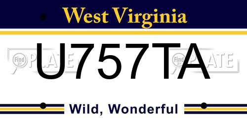 U757TA West Virginia License Plate