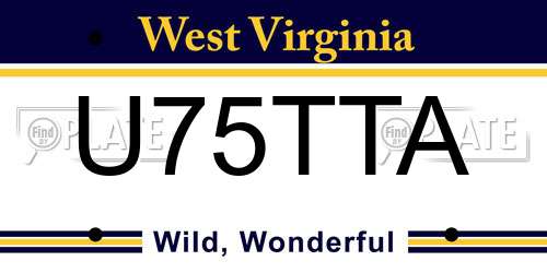 U75TTA West Virginia License Plate