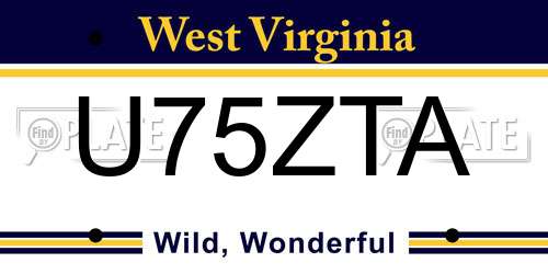 U75ZTA West Virginia License Plate