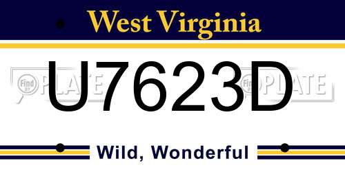 U7623D West Virginia License Plate