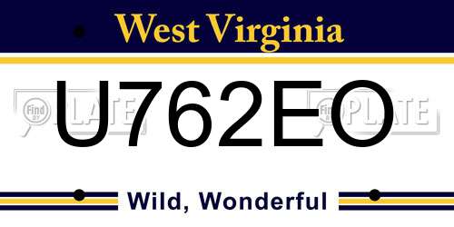 U762EO West Virginia License Plate