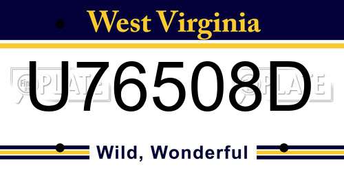 U76508D West Virginia License Plate