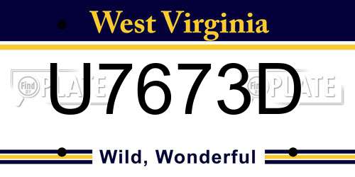 U7673D West Virginia License Plate