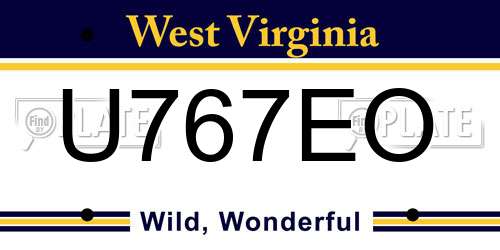 U767EO West Virginia License Plate