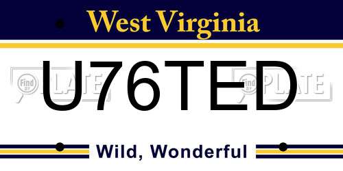U76TED West Virginia License Plate