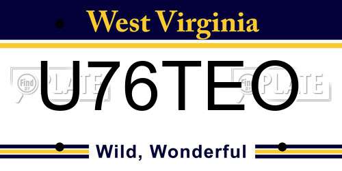 U76TEO West Virginia License Plate
