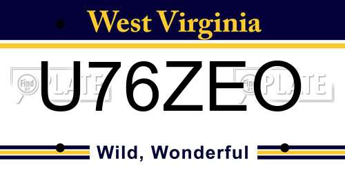 U76ZEO West Virginia License Plate