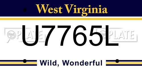 U7765L West Virginia License Plate