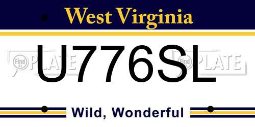 U776SL West Virginia License Plate