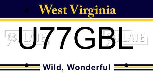 U77GBL West Virginia License Plate