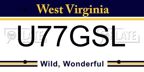 U77GSL West Virginia License Plate
