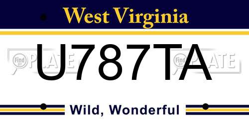U787TA West Virginia License Plate