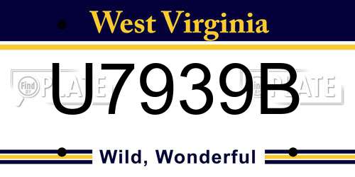 U7939B West Virginia License Plate