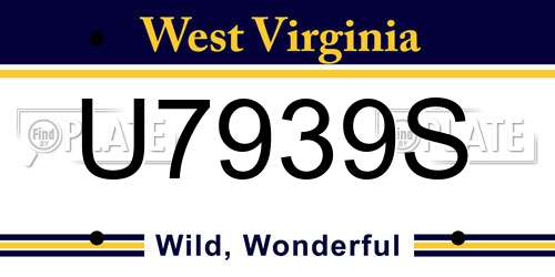 U7939S West Virginia License Plate
