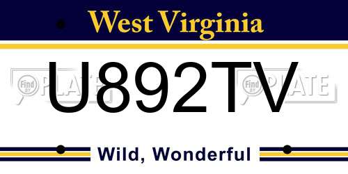 U892TV West Virginia License Plate