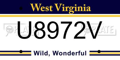 U8972V West Virginia License Plate